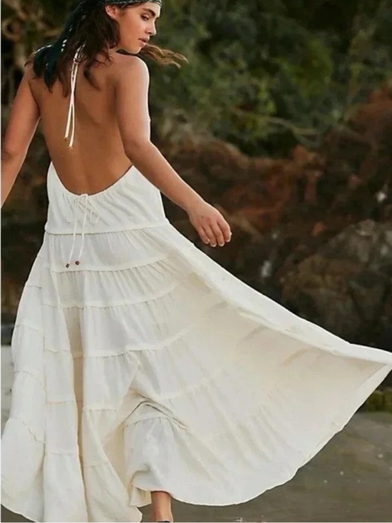 Free People Dresses & Skirts - Free People Somewhere Sunny Drop-Waist Maxi Dress in Cream New Without Tag